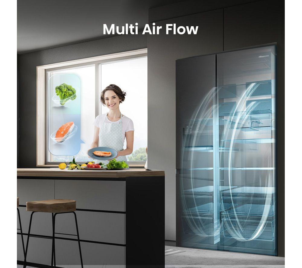 HISENSE PureFlat Infinite RS818N4TFE American-Style Smart Fridge Freezer - Black Stainless Steel image number 12 of 18