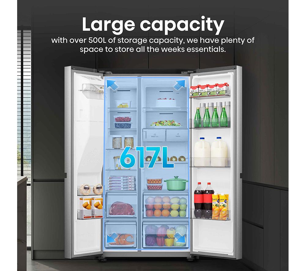 HISENSE PureFlat Infinite RS818N4TIE American-Style Smart Fridge Freezer - Grey Stainless Steel image number 4 of 18