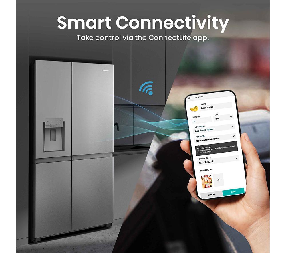 HISENSE PureFlat Infinite RS818N4TIE American-Style Smart Fridge Freezer - Grey Stainless Steel image number 6 of 18