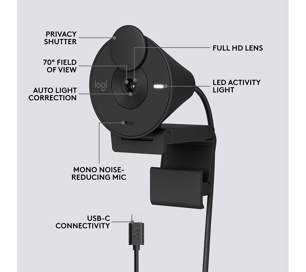 LOGITECH Brio 300 Full HD Webcam - Graphite image number 6 of 9
