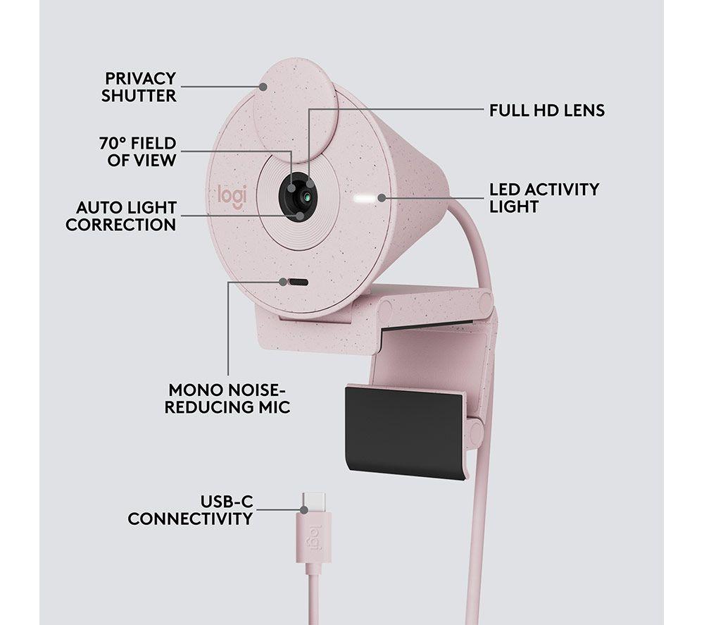 LOGITECH Brio 300 Full HD Webcam - Rose image number 6 of 9