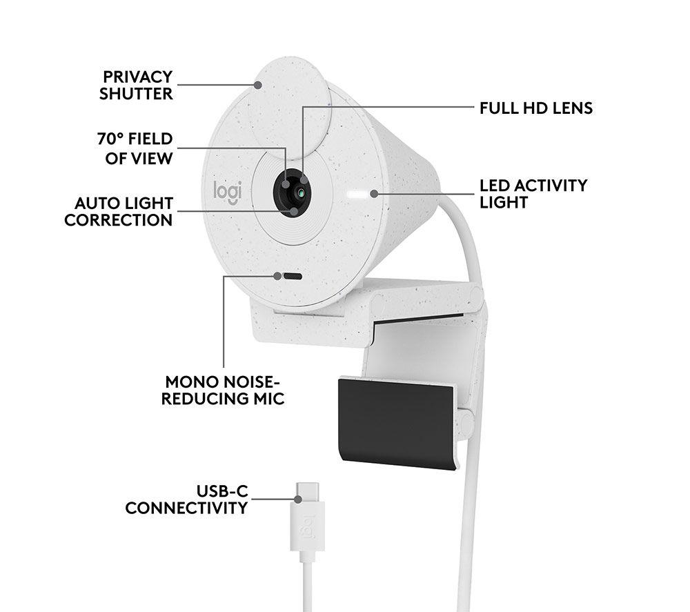 LOGITECH Brio 300 Full HD Webcam - Off-White image number 6 of 9