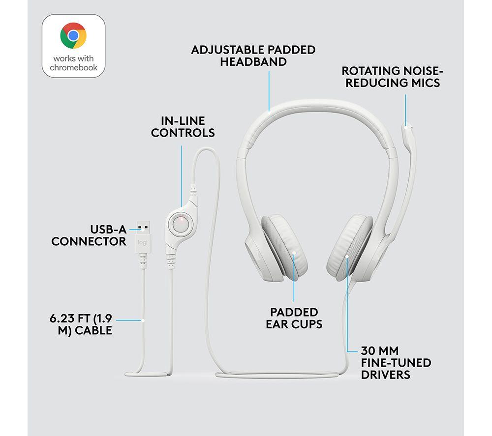 LOGITECH H390 Headset - Off-White image number 6 of 9
