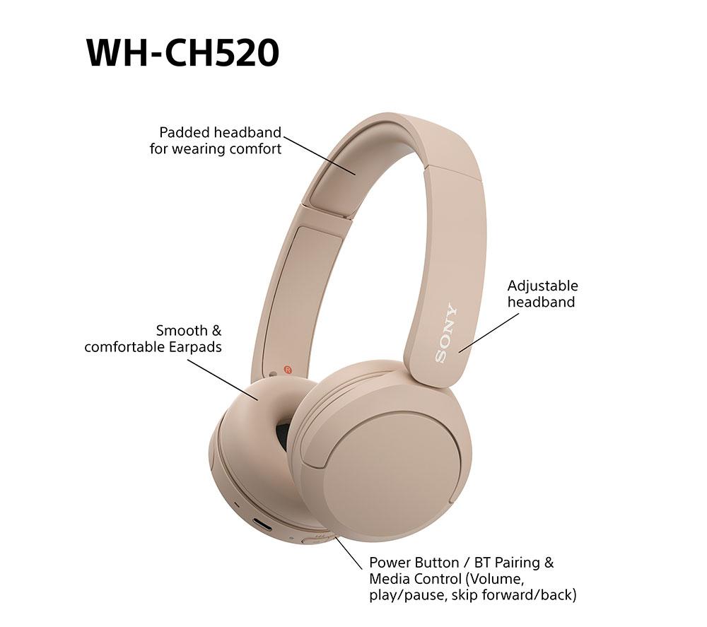 SONY WH-CH520C Wireless Bluetooth Headphones - Beige image number 8 of 13