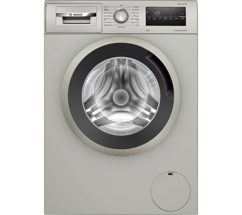 BOSCH Series 4 WAN282X2GB 8 kg 1400 Spin Washing Machine – Silver Inox, Silver/Grey