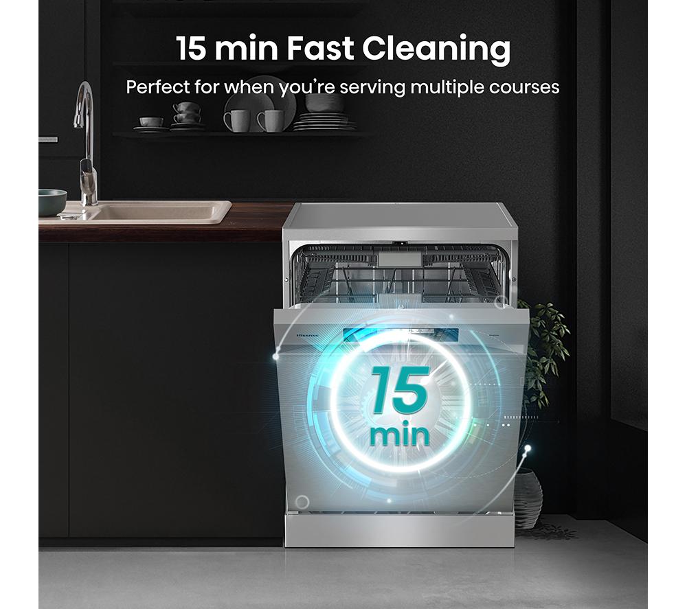 HISENSE HS643D60XUK Full-size Dishwasher - Stainless Steel image number 4 of 14