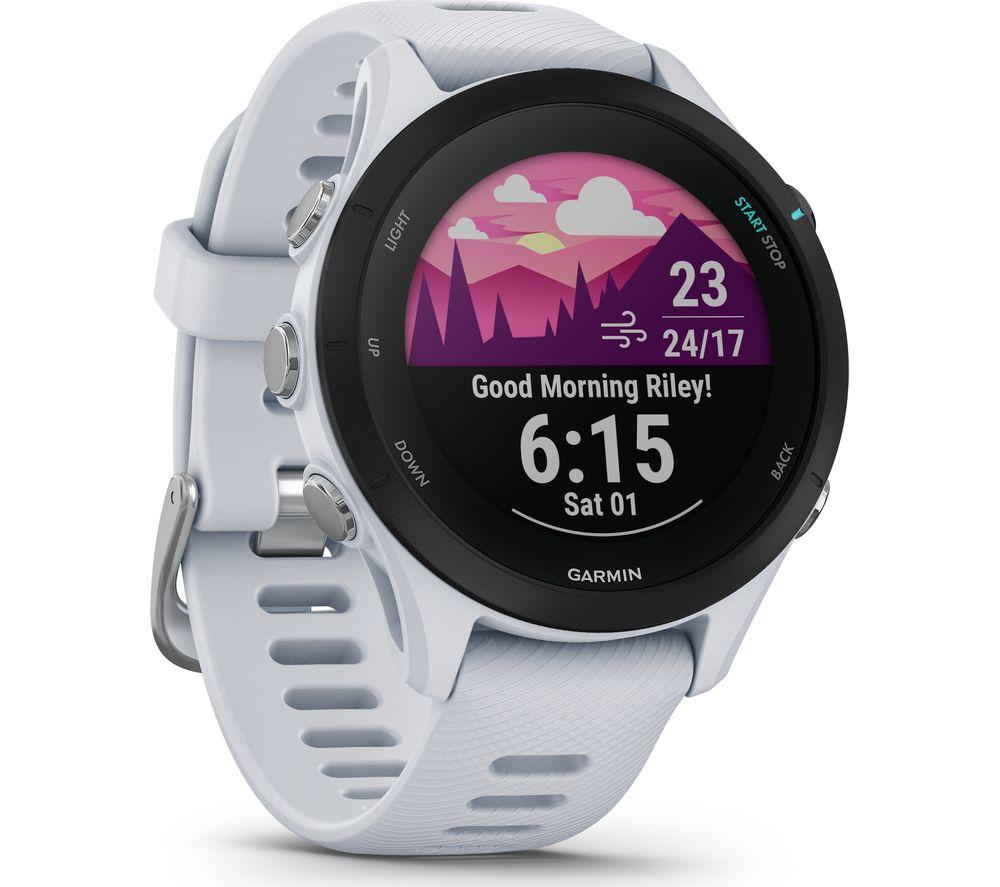 Garmin Forerunner 255 Smaller Easy to Use Lightweight GPS Running Smartwatch, Music Storage, Advanced Training and Recovery Insights, Safety and Tracking Features, Up to 12 days Battery Life, White