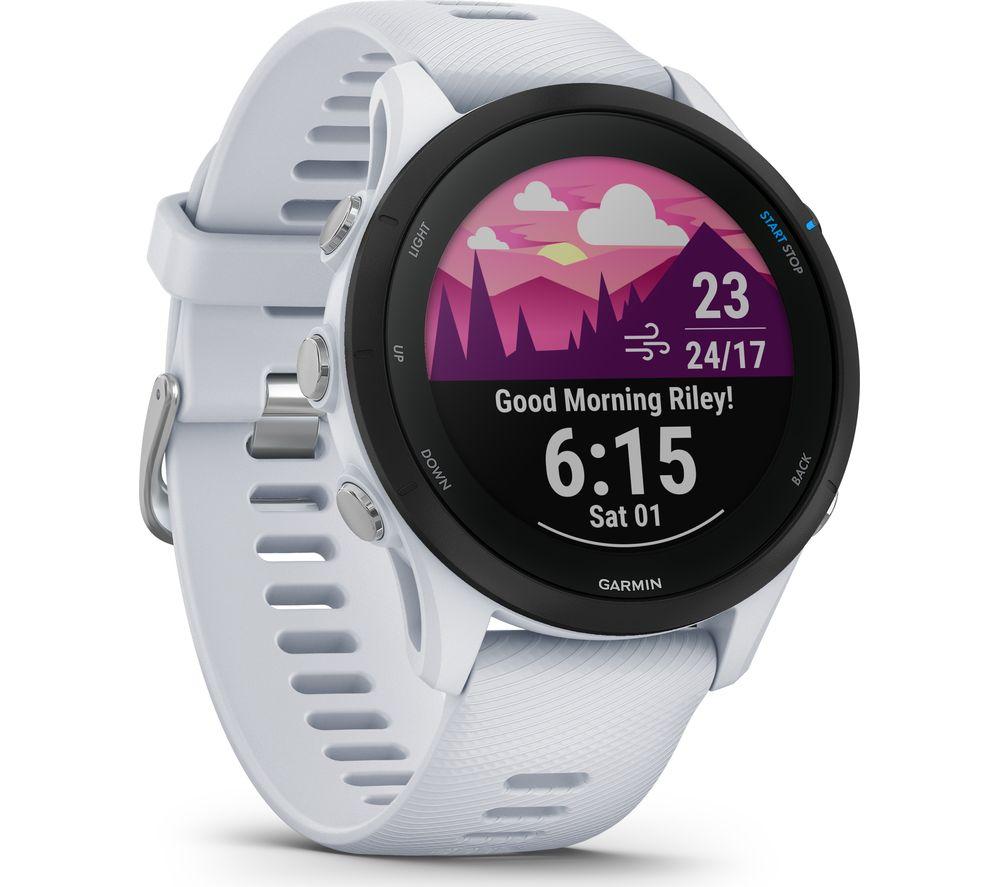Garmin Forerunner 255 Easy to Use Lightweight GPS Running Smartwatch, Music Storage, Advanced Training and Recovery Insights, Safety and Tracking Features, Up to 14 days Battery Life, White