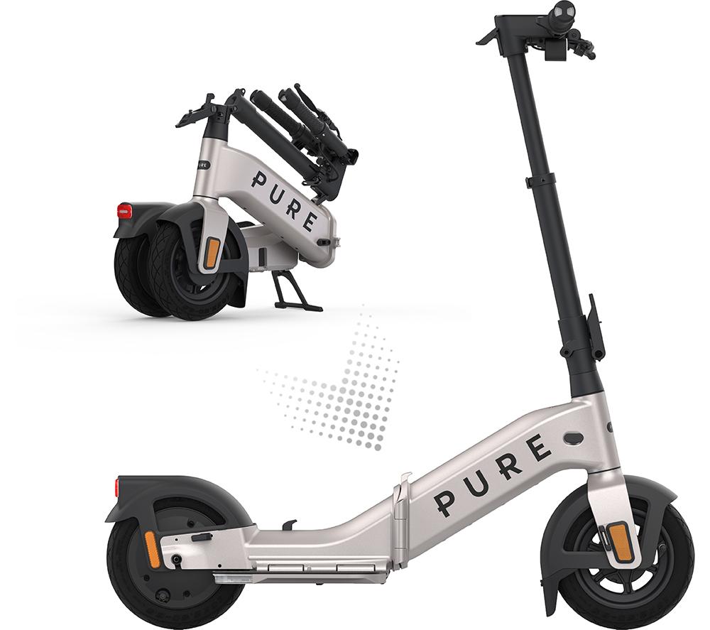 PURE ELECTRIC Pure Advance Flex Electric Folding Scooter - Platinum Silver, Silver/Grey