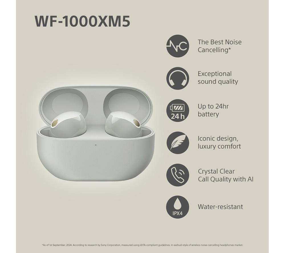 SONY WF-1000XM5 Wireless Bluetooth Noise-Cancelling Earbuds - Silver - image 4