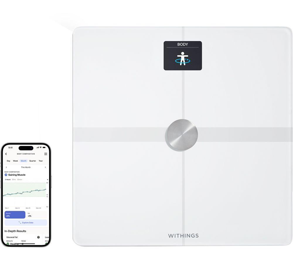 WITHINGS Body Smart - Accurate Scale for Body Weight and Fat Percentage,  Body Composition Wi-Fi and Bluetooth Weight Scale, Baby Weight Scale, Smart