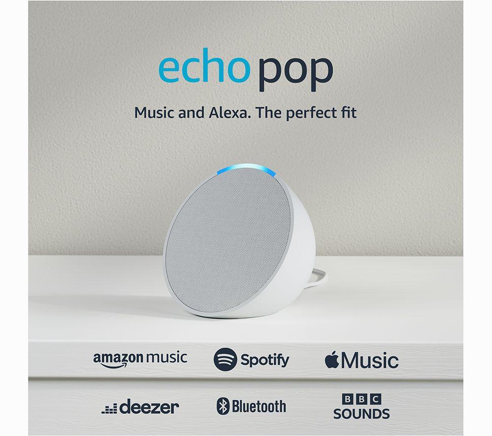 Echo Pop Smart Speaker with Alexa Voice Recognition & Control,  Glacier White