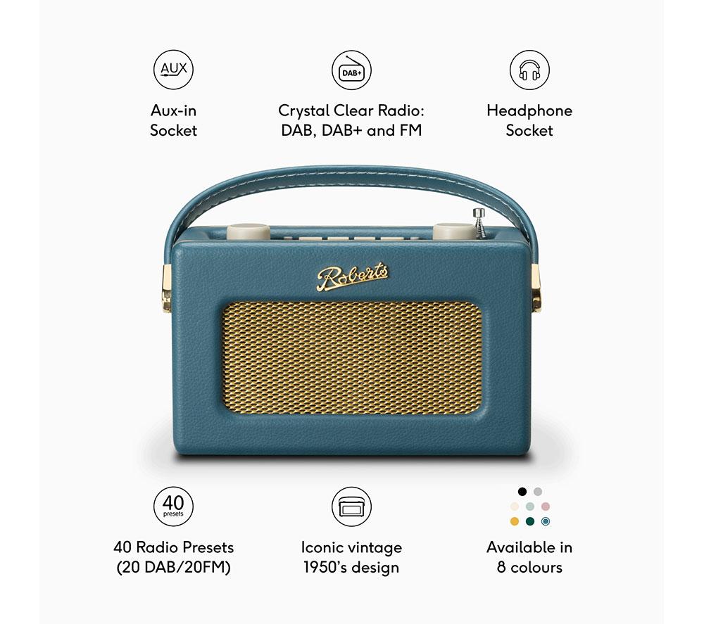 ROBERTS Revival Uno BT Portable DAB+/FM Retro Bluetooth Radio - Teal Blue image number 8 of 8