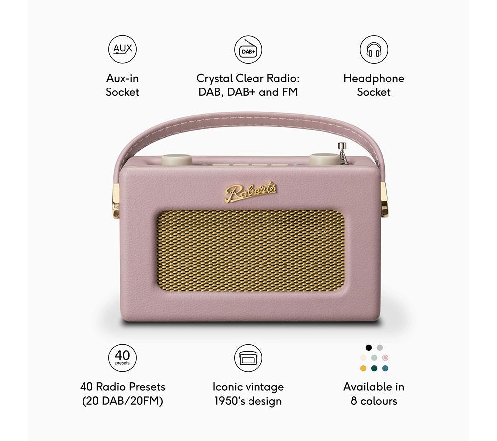 ROBERTS Revival Uno BT Portable DAB+/FM Retro Bluetooth Radio - Dusty Pink image number 8 of 8