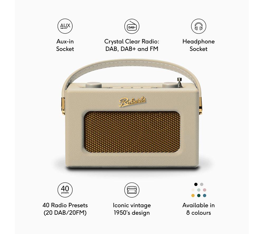 ROBERTS Revival Uno BT Portable DAB+/FM Retro Bluetooth Radio - Pastel Cream image number 9 of 9