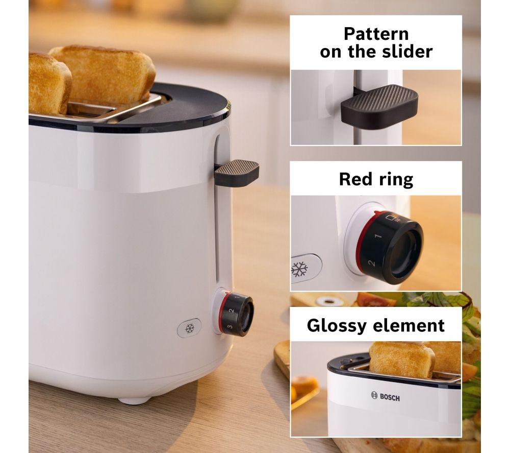 BOSCH MyMoments Delight TAT2M121GB 2-Slice Toaster - White image number 3 of 11