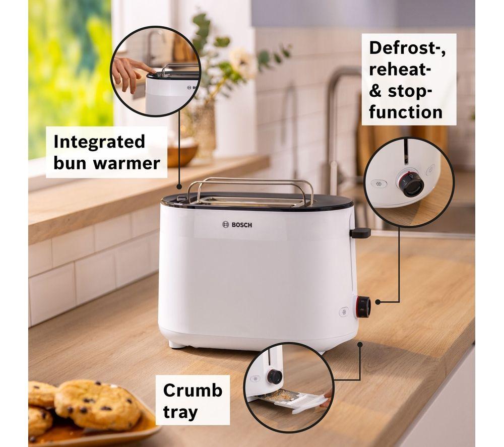 BOSCH MyMoments Delight TAT2M121GB 2-Slice Toaster - White image number 4 of 11