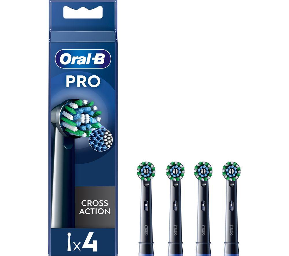 ORAL B CrossAction X-Filaments Replacement Toothbrush Head   Pack of 4, Black