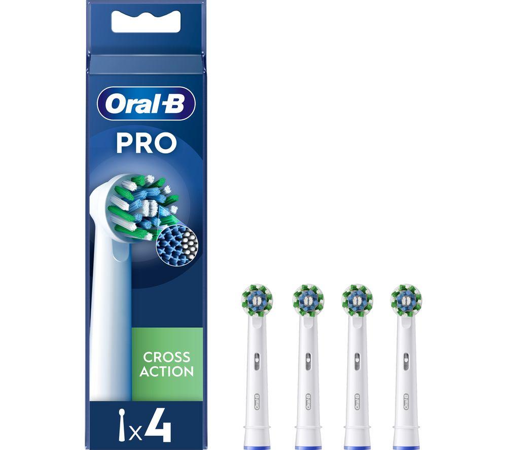 ORAL B CrossAction X-Filaments Replacement Toothbrush Head  Pack of 4, White