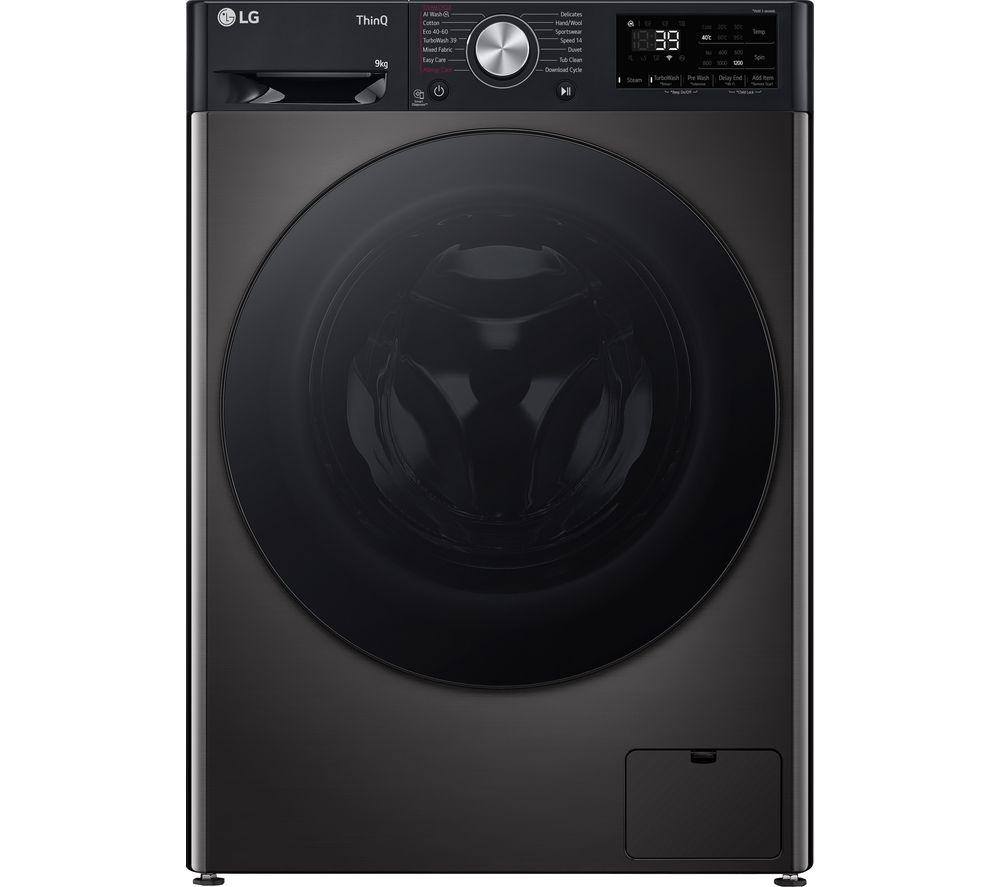 LG Counter-Depth MAX with AI F2Y709BBTN1 9 kg 1200 Spin Washing Machine - Platinum Black, Black