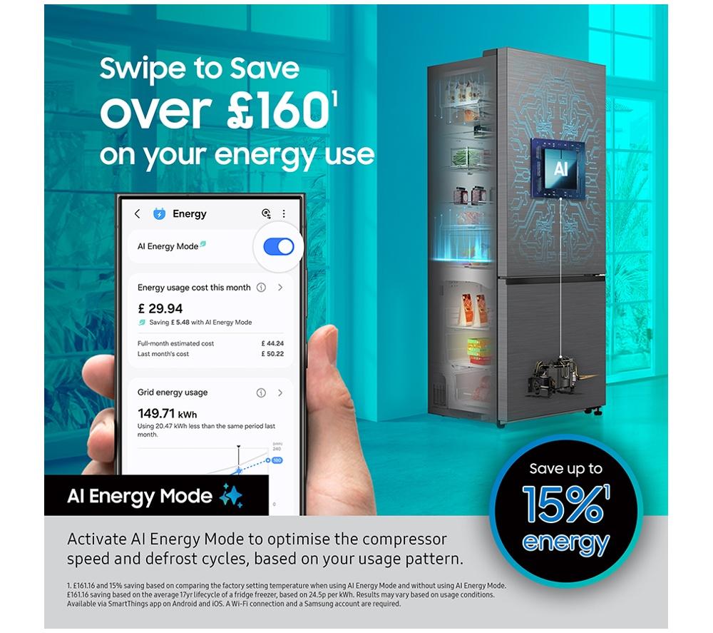 SAMSUNG Series 6 SpaceMax RB34C632EWW/EU Smart 65/35 Fridge Freezer - White image number 5 of 11