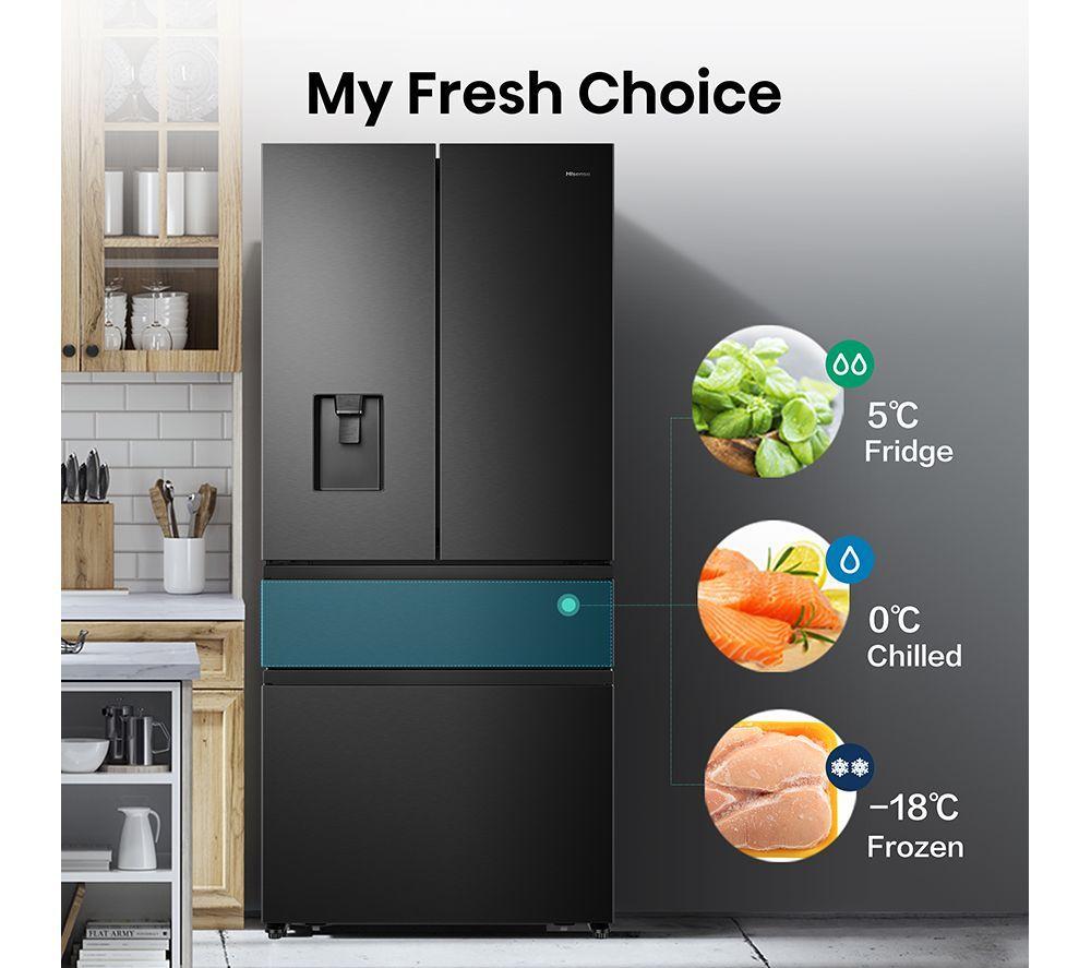 HISENSE PureFlat RF540N4WFE Fridge Freezer - Black Stainless Steel image number 4 of 13