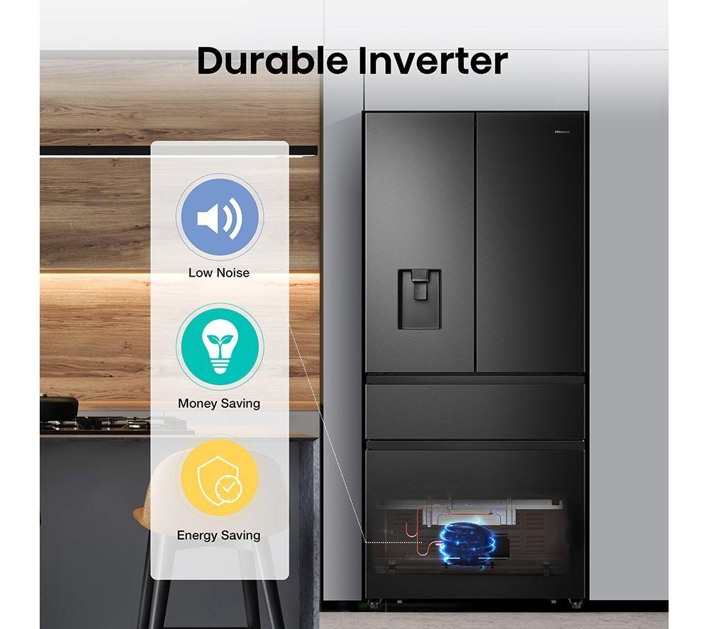 HISENSE PureFlat RF540N4WFE Fridge Freezer - Black Stainless Steel image number 8 of 13