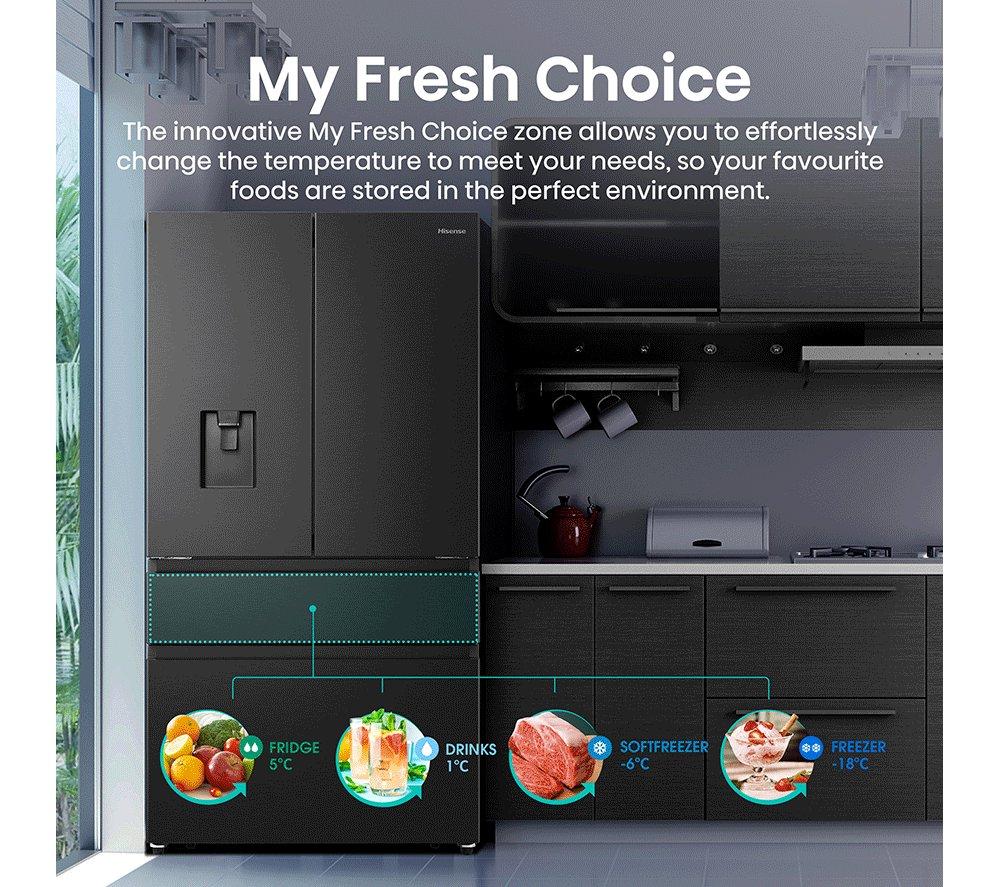 HISENSE PureFlat RF749N4SWFE Fridge Freezer - Black Stainless Steel image number 4 of 13