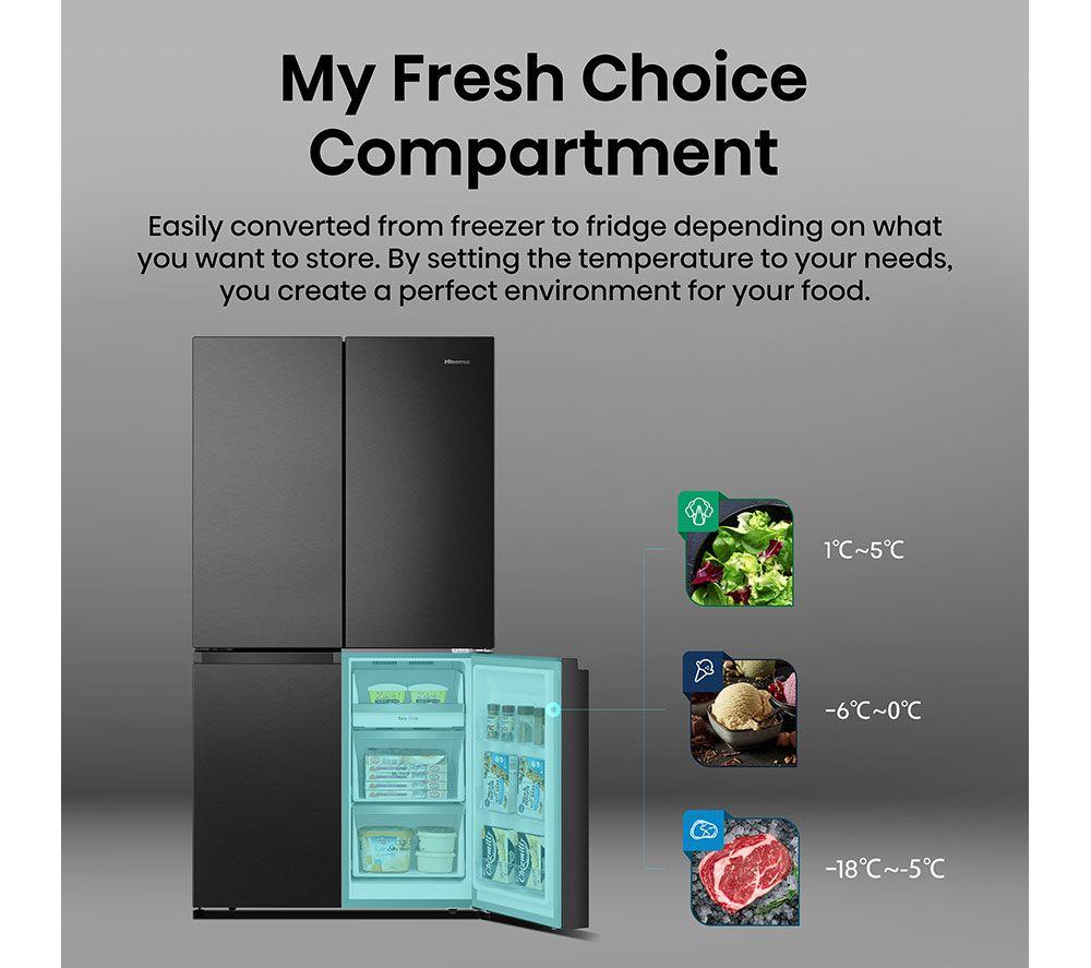 HISENSE PureFlat RQ758N4SAFE Smart Fridge Freezer - Black image number 8 of 11