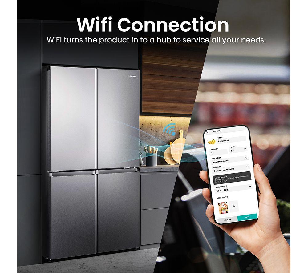 HISENSE PureFlat RQ758N4SASE Smart Fridge Freezer - Stainless Steel image number 4 of 14