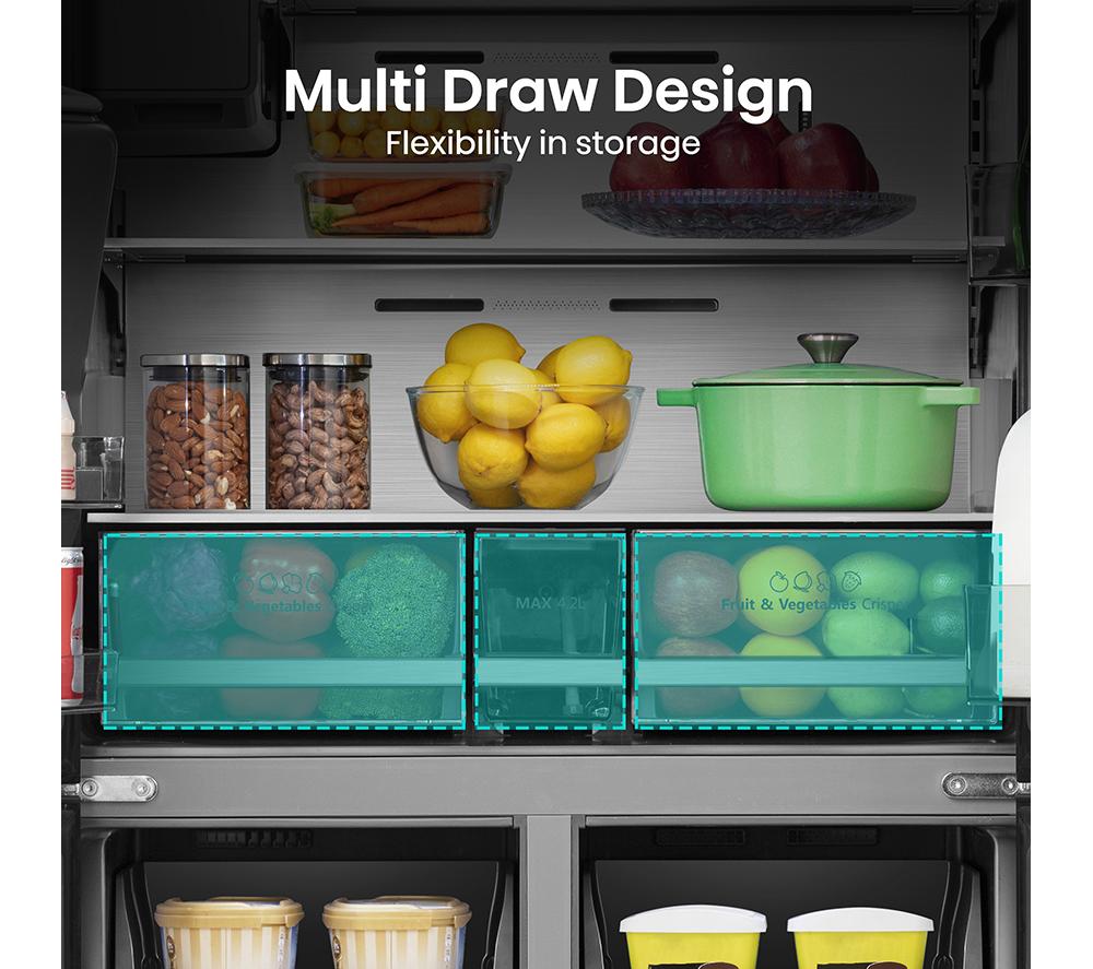 HISENSE PureFlat RQ760N4SBFE American-Style Smart Fridge Freezer - Black Stainless Steel image number 7 of 11