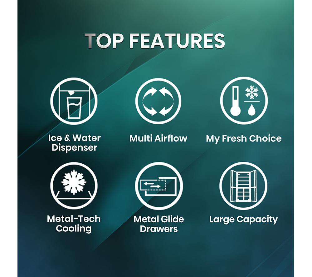 HISENSE PureFlat RQ760N4SASE American-Style Smart Fridge Freezer - Stainless Steel image number 2 of 14