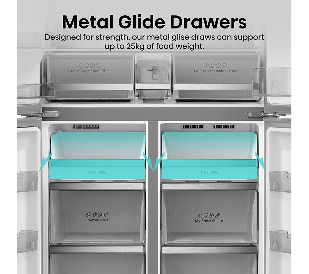 HISENSE PureFlat RQ760N4SASE American-Style Smart Fridge Freezer - Stainless Steel image number 9 of 14