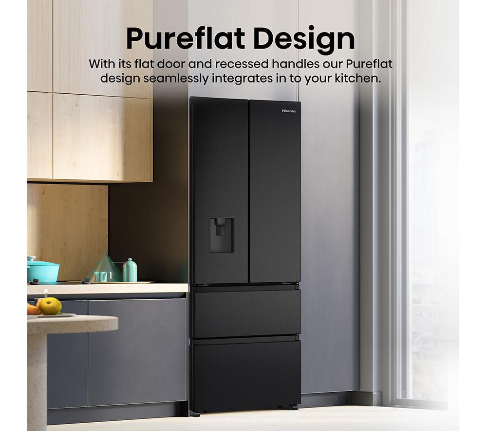 HISENSE PureFlat Slim RF632N4WFE Fridge Freezer - Black Stainless Steel image number 4 of 13