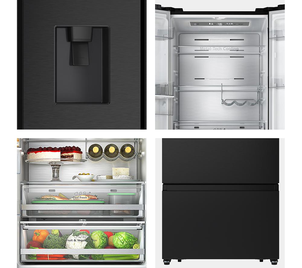 HISENSE PureFlat Slim RF632N4WFE Fridge Freezer - Black Stainless Steel image number 11 of 13