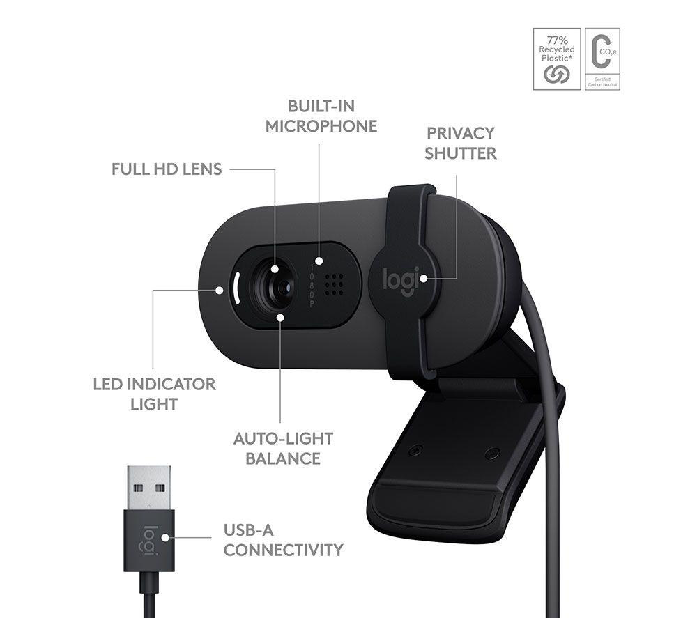 LOGITECH Brio 100 Full HD Webcam - Graphite image number 6 of 9