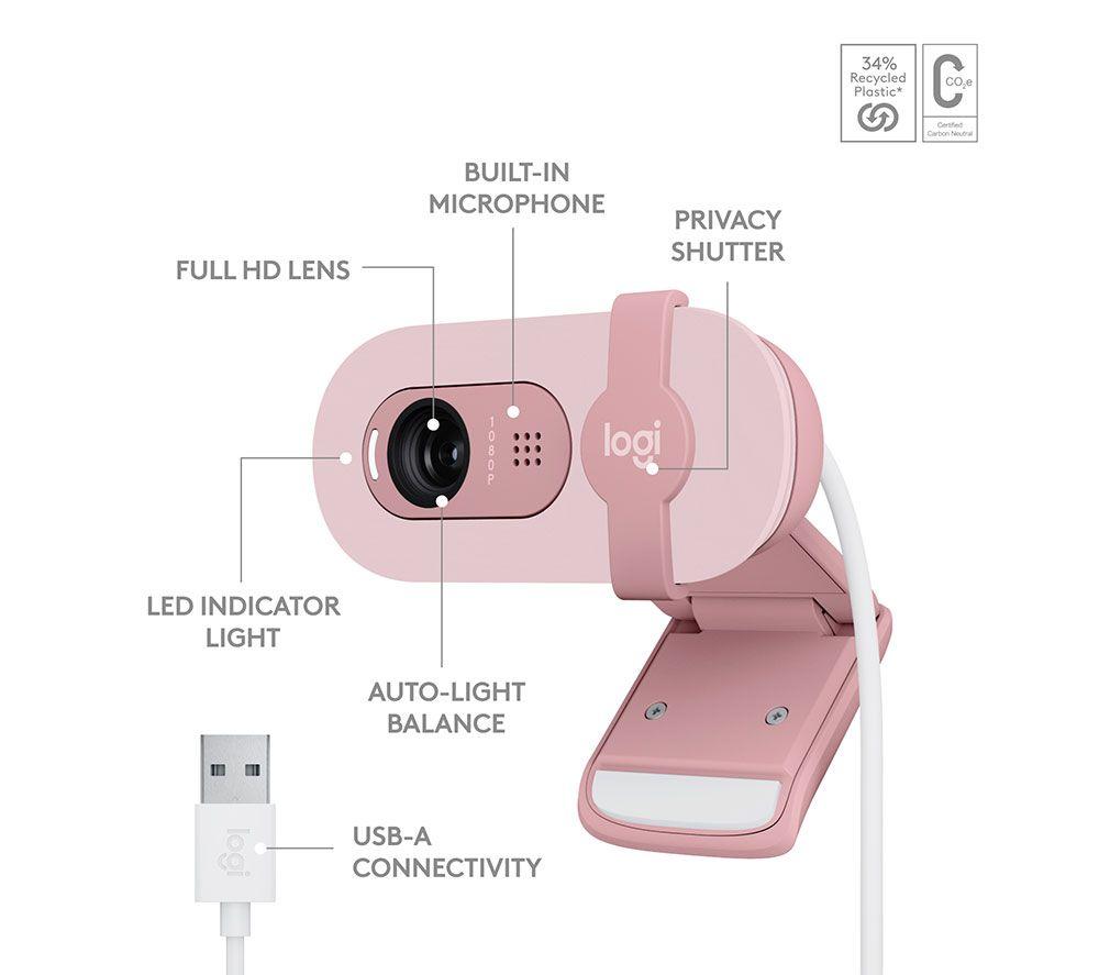 LOGITECH Brio 100 Full HD Webcam - Rose image number 6 of 9