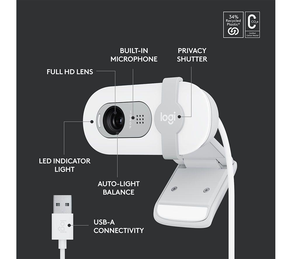 LOGITECH Brio 100 Full HD Webcam - White image number 6 of 9
