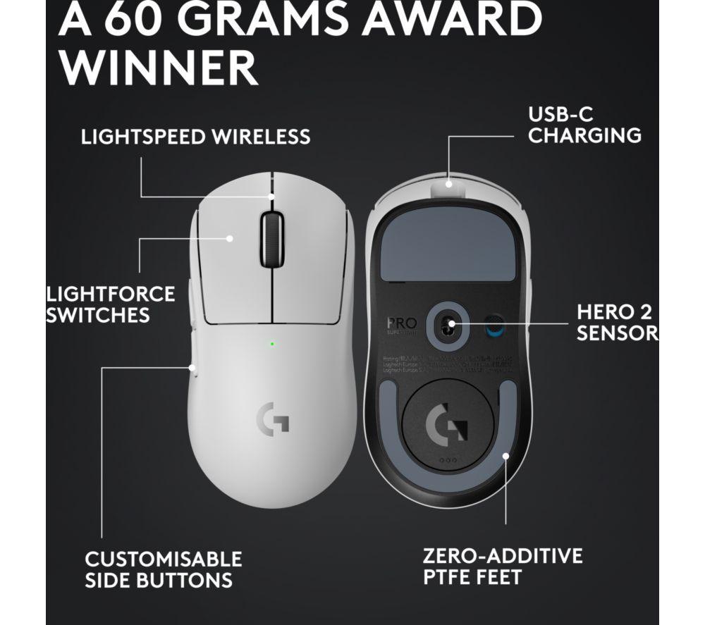 LOGITECH PRO X Superlight 2 Wireless Optical Gaming Mouse - White image number 29 of 36