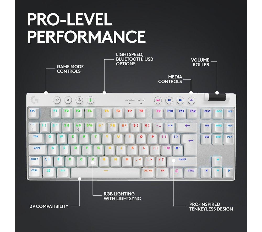 LOGITECH G Pro X TKL LIGHTSPEED Wireless Gaming Keyboard - White image number 5 of 10