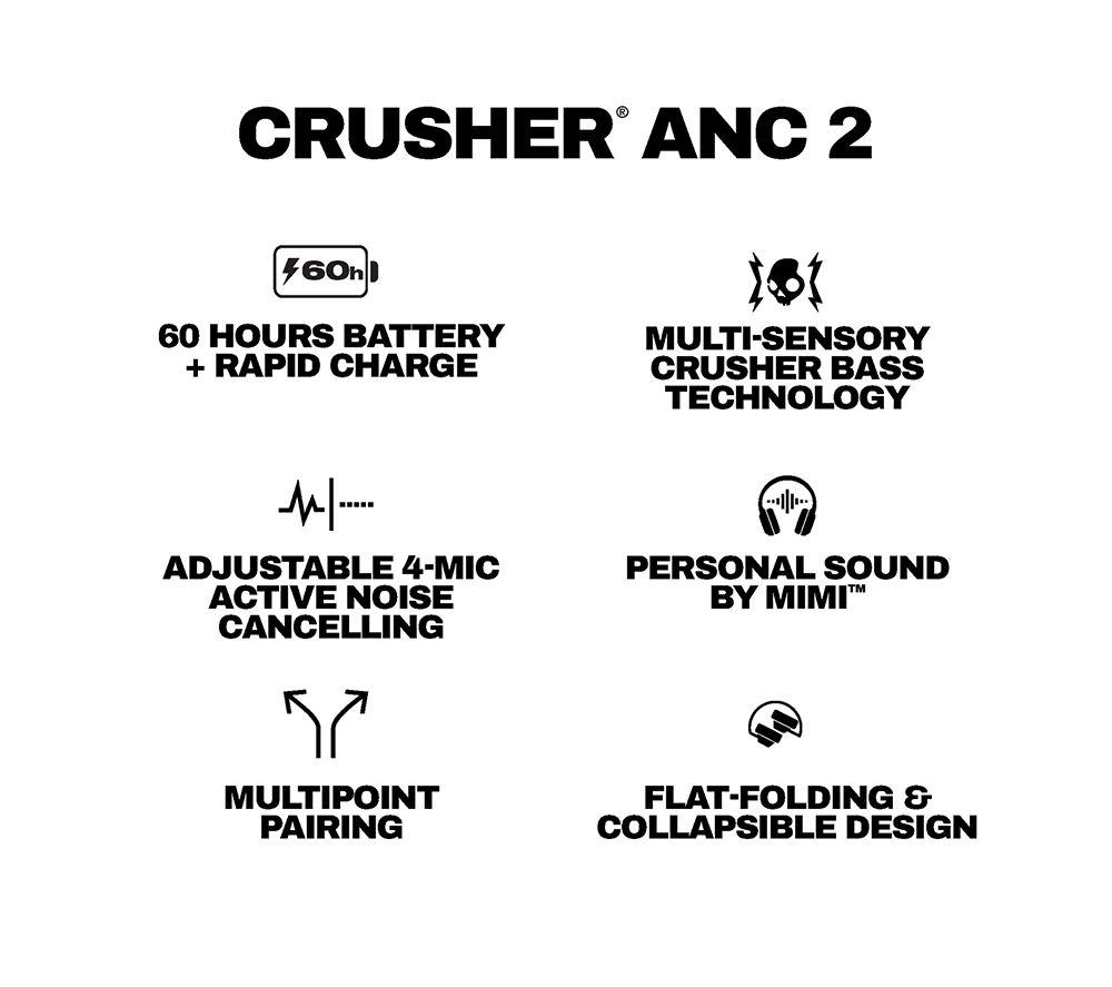 SKULLCANDY Crusher ANC 2 Wireless Bluetooth Noise-Cancelling Headphones - Bone image number 10 of 10