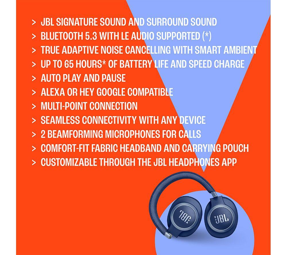 JBL Live 770NC Wireless Bluetooth Noise-Cancelling Headphones - Black image number 4 of 9