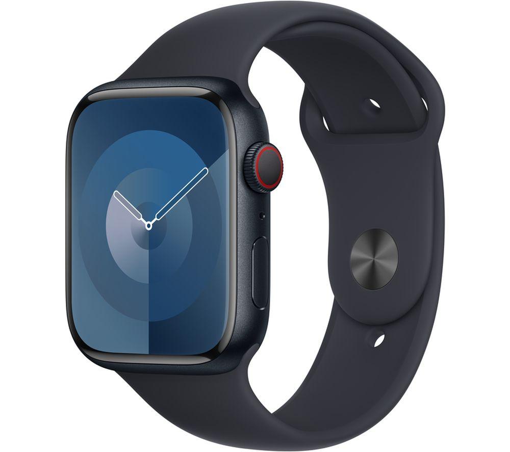 Apple Watch Series 9 [GPS + Cellular 45mm] Smartwatch with Midnight Aluminum Case with Midnight Sport Band S/M. Fitness Tracker, Blood Oxygen & ECG Apps, Always-On Retina Display, Water Resistant