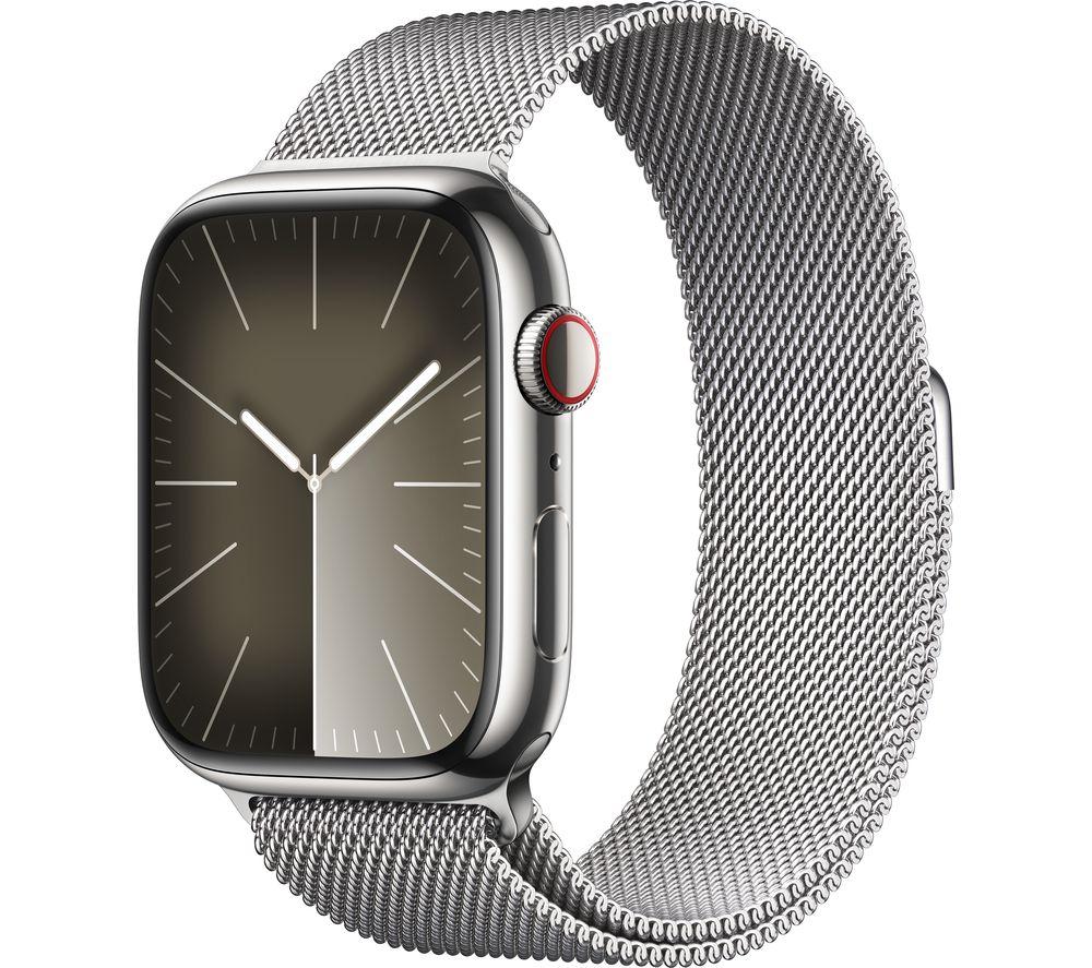 APPLE Watch Series 9 Cellular - 45 mm Silver Stainless Steel Case with Silver Milanese Loop