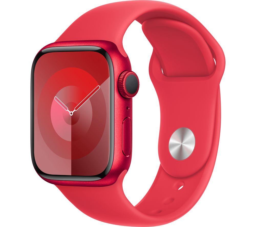 APPLE Watch Series 9 - 41 mm (PRODUCT)RED Aluminium Case with (PRODUCT)RED Sport Band, S/M, Red