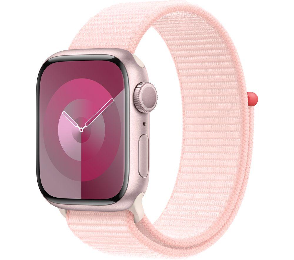 APPLE Watch Series 9 - 41 mm Pink Aluminium Case with Light Pink Sport Loop, Pink