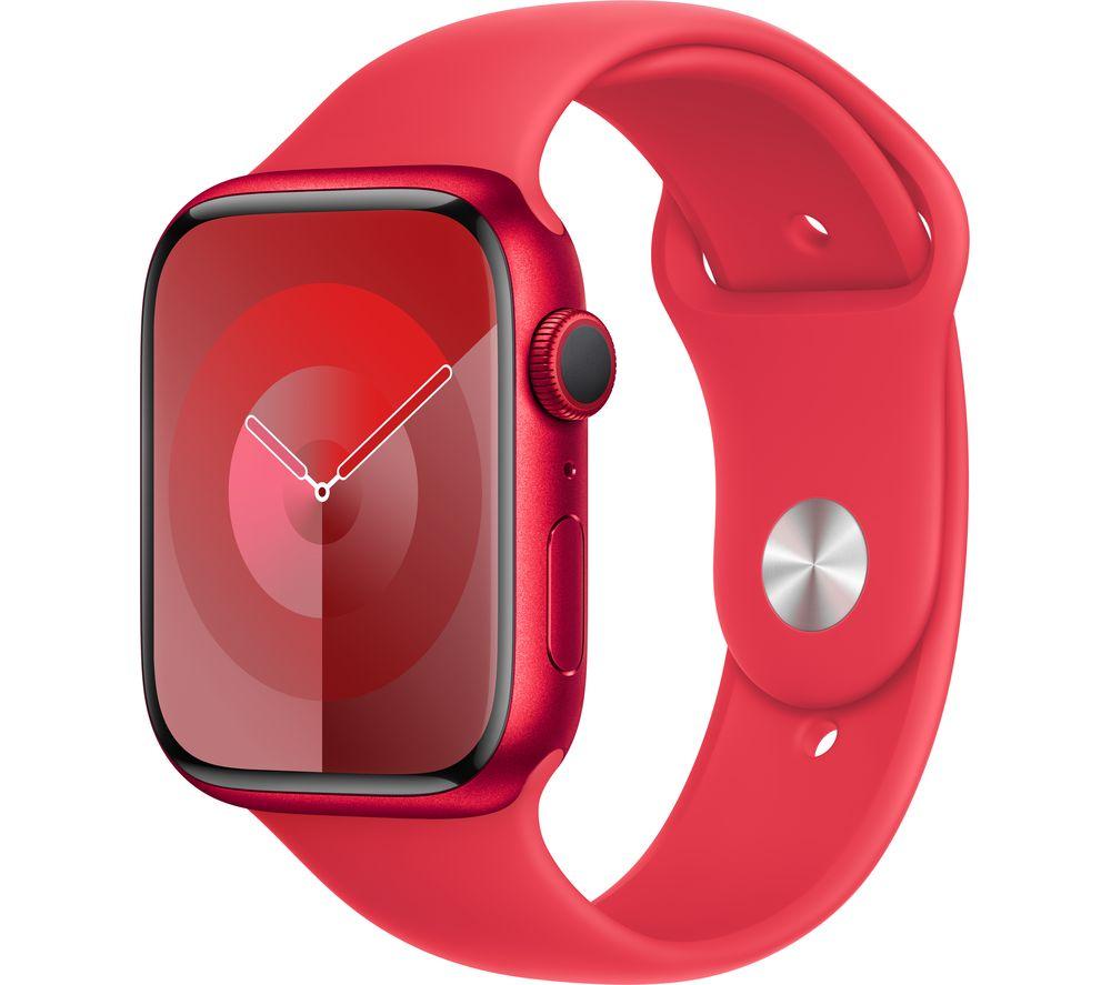 APPLE Watch Series 9 - 45 mm (PRODUCT)RED Aluminium Case with (PRODUCT)RED Sport Band, M/L, Red