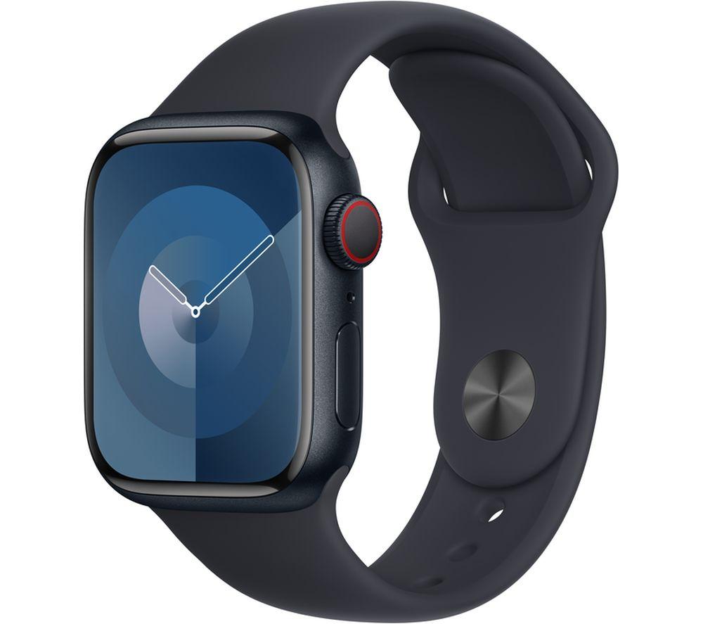 Apple Watch Series 9 [GPS + Cellular 41mm] Smartwatch with Midnight Aluminum Case with Midnight Sport Band M/L. Fitness Tracker, Blood Oxygen & ECG Apps, Always-On Retina Display, Water Resistant