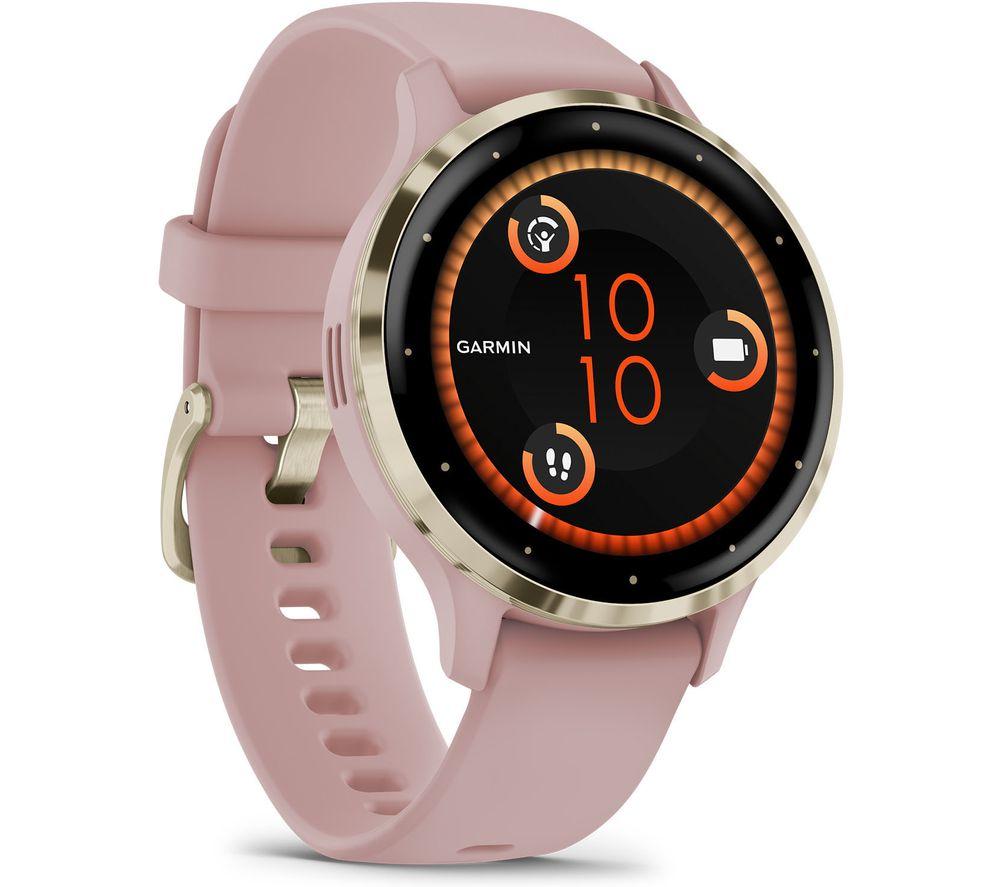 Garmin Venu 3S, AMOLED GPS smaller sized Smartwatch , All-day Advanced Health and Fitness Features, Voice Functionality, Music Storage, Wellness Smartwatch with up to 10 days battery life, Dust Rose