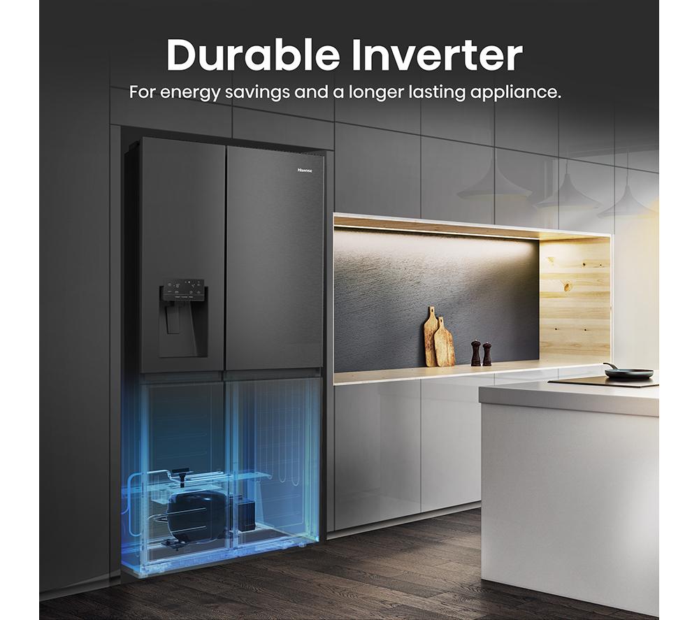 HISENSE PureFlat Infinite RS818N4IFE American-Style Smart Fridge Freezer - Black Stainless Steel image number 7 of 13